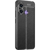 Teknomoda Xiaomi Redmi 12C Kılıf Deri Görünümlü Slim Silikon - Siyah