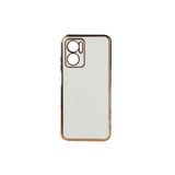 TEKNOMODA Xiaomi Redmi Note 11E Kılıf Kenarları Gold Kamera Korumalı Renkli Pastel Silikon Beyaz ile uyumlu