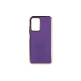 TEKNOMODA Xiaomi Redmi Note 11E Kılıf Kenarları Gold Kamera Korumalı Renkli Pastel Silikon Derin Mor ile uyumlu