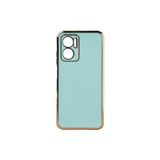 TEKNOMODA Xiaomi Redmi Note 11E Kılıf Kenarları Gold Kamera Korumalı Renkli Pastel Silikon Mavi Açık ile uyumlu