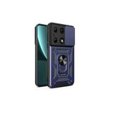 TEKNOMODA Xiaomi Redmi Note 13 Pro 4G Kılıf Yüzüklü Standli Sürgülü Kamera Korumalı Tank Sert Silikon Kapak ile uyumlu