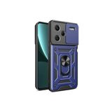 TEKNOMODA Xiaomi Redmi Note 13 Pro Plus 5G Kılıf Yüzüklü Standli Sürgülü Kamera Korumalı Tank Sert Silikon Kap ile uyumlu