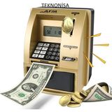 Teknonisa Şifreli Kumbara Atm Şekilli Kasa Hesap Makinesi Sesli Komut LCD Ekran Saat Takvim Alarm - çok Renkli
