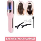 Teknonisa TEKNONİSA Kırık Saç Alma Makinesi Paslanmaz Çelik Bıçak 20 mm Fırça Malzeme ve Isı Ayarları - Kırmızı