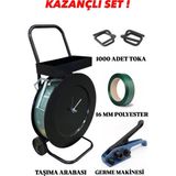 Teknopak 16 MM Polyester Set Taşıma Arabası ve Germe Makinesi ile Ekonomik Çemberleme Çözümü 1000 Adet Toka
