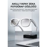Teknoparkx Beyaz Aı Akıllı Gözlük No 14 Kameralı Bluetooth Günlük Kullanım Için Beyaz Renk Akıllı - Renkli