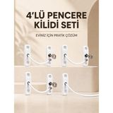 Teknoparkx Ev Tipi Pencere Güvenlik ve Emniyet Kilidi 4 Adet Set - Lisinya - Çok Renkli - 10 cm