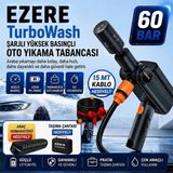 Teknoparkx Ezere Turbowash Şarjlı 60 Bar Yüksek Basınçlı Oto Araba Bahçe Yıkama ve Temizleme Tabancası - Gri