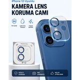 Teknoparkx iPhone 12 Kamera Lens Koruyucu 9h Temperli Cam Mavi - Çok Renkli