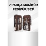 Teknoparkx Manikür Pedikür Seti 7 Parça Tırnak Makası Kaş Makası Cımbız Çantalı - Lisinya