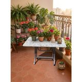 Teknor 60X90 cm Ahşap Katlanır Masa Metal Ayaklı Portatif Çok Amaçlı Balkon, Bahçe ve Mutfak Masası - Beyaz - 60 x 90 cm