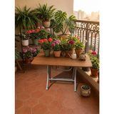 Teknor 60X90 cm Ahşap Katlanır Masa Metal Ayaklı Portatif Çok Amaçlı Balkon, Bahçe ve Mutfak Masası - Kahverengi - 60 x 90 cm