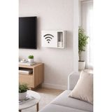 Teknor Ahşap Modem Saklama Kutusu Dekoratif Wifi Desenli Saklama Kutusu Demonte 35 x 40 cm Sürgülü - Beyaz