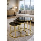 Teknor Gold Metal Zigon Sehpa Bronz Aynalı