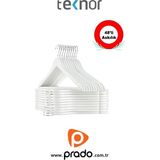 Teknor-Prado 48 Adet Ahşap Görünümlü Plastik Kalite Stil Elbise Askısı - Beyaz