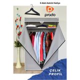 Teknor Prado Basic Çelik Profilli Portatif Bez Dolap Gri