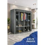Teknor-Prado Geniş Hacimli Metal Çift Askılı Gardrop Bez Dolap Gri