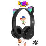 Teknosepetim A Kalite Kedi Kulağı Detaylı Bluetooth Kablosuz Rengarenk Işıklı Rgb Çocuk Oyuncu Kulaklık, Antrasit