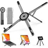 teknosepetim Dizüstü Bilgisayar Macbook Stand Magsafe İle Uyumlu Telefon Standı Manyetik Tripot 4in1 Portatif Kılıflı Alüminyum Portatif Bilgisayar Telefon Tablet İle Uyumlu Stand