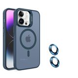 Teknosepetim iPhone 16 Kamera Korumalı Standlı Kılıf Magsafe ile Uyumlu Açılır Kamera Standlı Manyetik iphone 16 Kılıf Lens Korumalı Set Darbeye Karşı Korur iphone 16 lens (Deniz Mavisi)