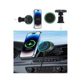 Teknosepetim Izgara Klipsli 15W Iphone 11-15 Pro Max Kablosuz Şarj Araç Içi Telefon Tutucu Magsafe Şarj Stand ile uyumlu