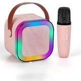 teknosepetim K12 Karaoke Bluetooth hoparlör Mikrofonlu Speaker kablosuz Karaoke Mic hoparlör ile RGB LED ışık kız erkek Hoparlör Mini Taşınabilir Ses Müzik Kutusu Çoçukların Hızlı Konuşması İçin Karaoke (ROSEGOLD)