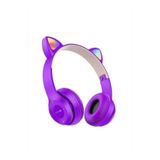 Teknosepetim Kablosuz Bluetooth Kulaküstü Rgb Işıklı Kedi Desenli Kulaklık P47M, Mor P47M