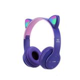 Teknosepetim Kablosuz Bluetooth Kulaküstü Rgb Işıklı Lila Kedi Desenli Kulaklık