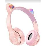 teknosepetim Kedili Kedi Cat Işıklı Rgb Kulaküstü Bluetooth Kulaklık P47M Aux Sd Card Girişli - Pembe