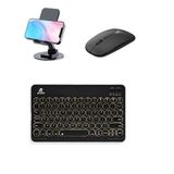 teknosepetim Klavye Mouse Ve Tablet Telefon Tutucu 3 in 1 SET Bluetooth Klavye Mouse Seti Wireless Kibar Şık Tasarım 78 Anahtarlı Renkli Sessiz Klavye (Siyah)