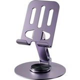 teknosepetim Metal Telefon Tablet Tutucu Stand Katanır ve 360 Dönen Masaüstü Telefon Tutucu - Mor