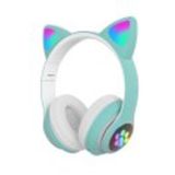 Teknosepetim Radyolu Kedi Kulağı Detaylı Bluetooth Kablosuz Rengarenk Işıklı Rgb Çocuk Oyuncu Kulaklık Kedili Cat, Mavi1