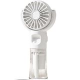Teknosepetim Taşınabilir Şarjlı Buhar Püskürten El Fanı Küçük Vantilatör Sessiz Su Sisi Spreyli El Tipi mini Fan (BEYAZ)