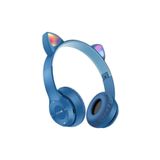 teknosepetim Turkuaz Bluetooth Kulaklık P47m Kedili Kulaklık Cat Aux Rgb Led Işıklı Çocuk Kulaklık Bt 5.0