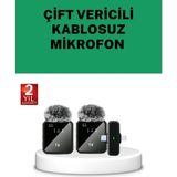 Teknoşık Canlı Yayın ve Video Çekimleri Için Çiftli Kablosuz Yaka Mikrofon - Renkli