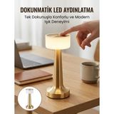 Teknoşık Kablosuz Renkli Masa ve Gece Lambası Altın Rengi Dokunmatik LED Lamba Yeni Nesil