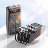 Teknospy Solar Güneş Enerjili 30.000MAH Şarj Powerbank LED Ekran Göstergeli Işıklı Hızlı Şarj Kablolu