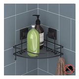 Teknotel Delme Vida Matkap Yok! Easyfıx Yapıskanlı Askılı Tek Katlı Banyo Köşe Rafı Mat Siyah EF250