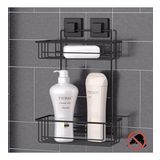 TEKNOTEL DELME VİDA MATKAP YOK! easyFIX YAPIŞKANLI İKİ KATLI BANYO RAFI MAT SİYAH EF256