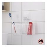 TEKNOTEL DELME VİDA MATKAP YOK! easyFIX YAPISKANLI PLASTİK BANYO FIRÇALIK RAFI BEYAZ EF058