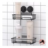TEKNOTEL DELME VİDA MATKAP YOK! VAKUMLU İKİ KATLI BANYO RAFI MAT SİYAH DM242