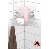 Teknotel Delme Vida Matkap Yok! Vakumlu, Yapışkanlı Şampuanlık Tek Katlı Banyo Köşe Rafı Krom DM250