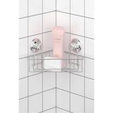 Teknotel Delme Vida Matkap Yok! Vakumlu, Yapışkanlı Şampuanlık Tek Katlı Banyo Köşe Rafı Krom DM251