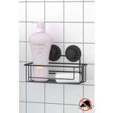 Teknotel Delme Vida Matkap Yok! Vakumlu, Yapışkanlı Tek Katlı Banyo Rafı Şampuanlık Mat Siyah DM254