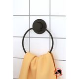 Teknotel Delme Vida Matkap Yok! Vakumlu, Yapışkanlı Yuvarlak Havluluk Mat Siyah DM235