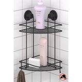 Teknotel Delme Vida Matkap Yok! Vakumlu,Yapışkanlı İki Katlı Banyo Köşe Rafı Şampuanlık Mat Siyah DM