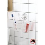 Teknotel Delme Vida Matkap Yok! Vakumlu,Yapışkanlı Plastik Çok Amaçlı Banyo Fırçalık Rafı Krom DM058