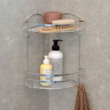 Teknotel Iki Katlı Banyo Köşe Rafı Kancalı Krom Lm008H