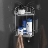 Teknotel İki Katlı Kancalı Banyo Köşe Rafı Krom Es092 Çok Renkli