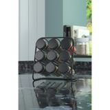 Teknotel METAL 9'LU BAHARATLIK STANDI 9 ADET CAM BAHARATLIK TUZLUK MAT SİYAH MG025